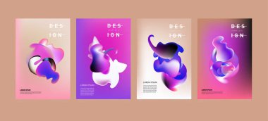 Renkli soyut sıvı ve sıvı poster ve kapak tasarımı. En az geometrik desen degradeler arka planlar