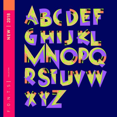 Vektör soyut renkli yazı tipi ve alfabe