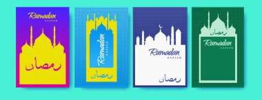Renkli arka plan tasarımı ile ramazan Kareem için İslam tasarım tebrik kartı şablonu