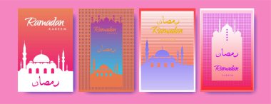 Renkli arka plan tasarımı ile ramazan Kareem için İslam tasarım tebrik kartı şablonu