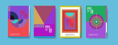 Soyut renkli poster tasarım şablonu. Serin geometrik kapak tasarımı. Vektör afiş poster şablonu