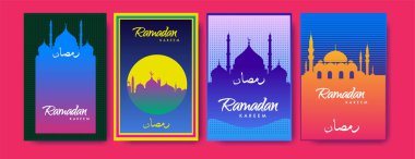 Renkli arka plan tasarımı ile ramazan Kareem için İslam tasarım tebrik kartı şablonu
