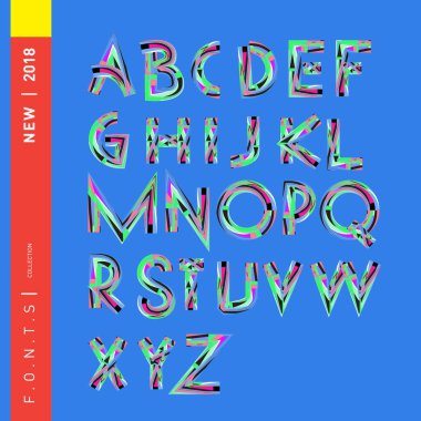 Vektör soyut renkli yazı tipi ve alfabe