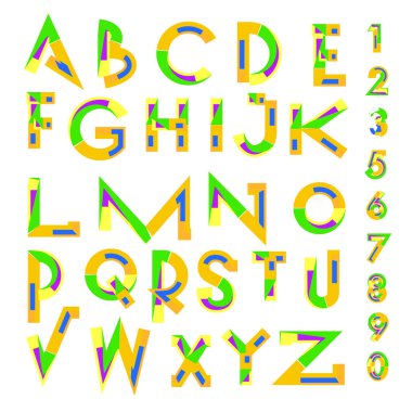 Vektör soyut renkli yazı tipi ve alfabe