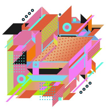 Trendy geometrik vektör çizim öğeleri ve soyut renkli dokular ile. Yaz tatil için poster, kart, broşür ve tanıtım şablon tasarlayın. Moda sanat baskı ve arka plan.