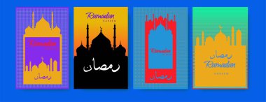 Renkli arka plan tasarımı ile ramazan Kareem için İslam tasarım tebrik kartı şablonu