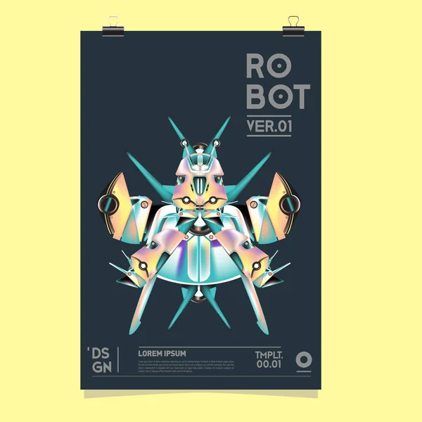 Ilustração Robô Realista Vetorial Modelo Cartaz Festival Design Robô Brinquedo —  Vetores de Stock