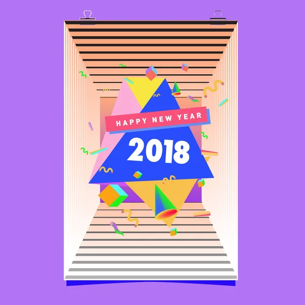 Happy New Year 2018 Kleurrijk Abstract Ontwerp Vector Elementen Voor — Stockvector