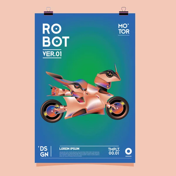 Vector Realistic Robot Illustration. Robot and toy design festival poster template.