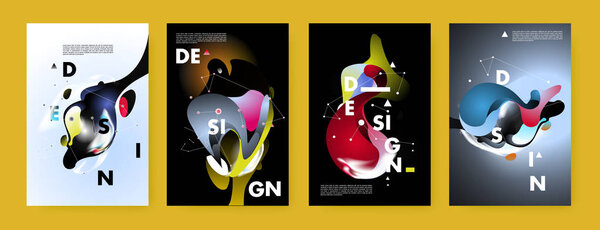 Красочная абстрактная жидкость и жидкость плакат и дизайн обложки. Минимальные геометрические градиенты
