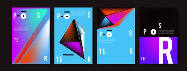 抽象的なカラフルなコラージュ ポスター デザイン テンプレートです クールな幾何学的な流体のカバー デザイン — ストックベクタ