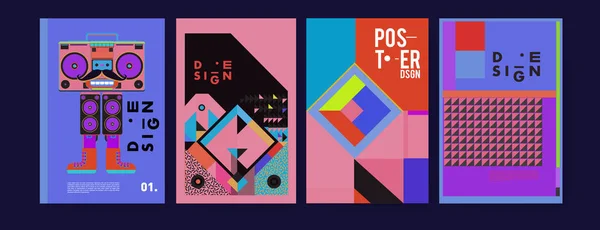 Absztrakt Színes Kollázs Poszter Design Sablon Hűvös Geometriai Folyadék Borító — Stock Vector