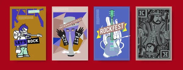 Conjunto Vectorial Plantilla Diseño Póster Evento Musical Diseño Póster Rock — Archivo Imágenes Vectoriales