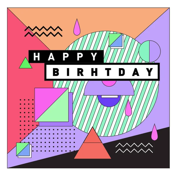 Happy Birthday Memphis Style Vektor Design Für Grußkarten Und Poster — Stockvektor