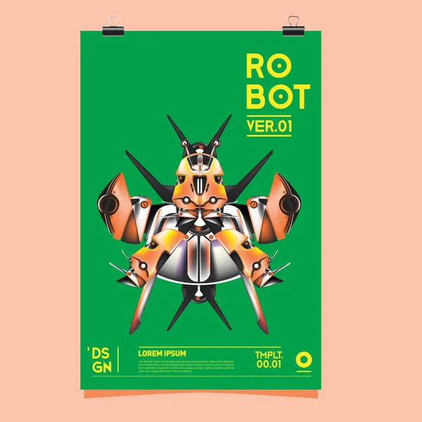 Vektor Realistische Roboterillustration Plakatvorlage Für Das Roboter Und Spielzeugdesign Festival — Stockvektor