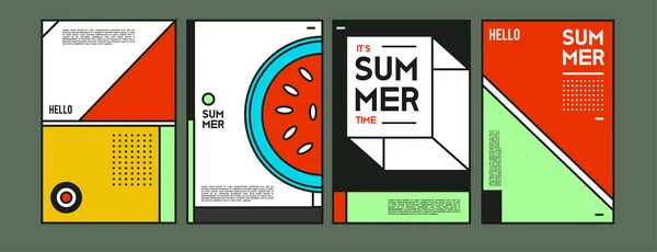 Sommer Bunte Plakatdesign Vorlage Reihe Von Sommerschlussverkauf Hintergrund Und Illustration — Stockvektor