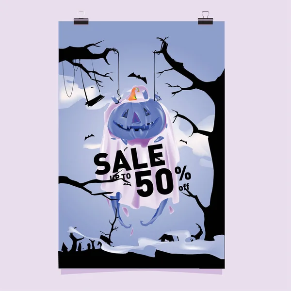 Плакат Хэллоуин Распродажа Вечеринка Событие Векторный Шаблон Сезона Осень Весна — стоковый вектор