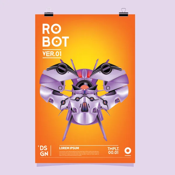 Vector Realistic Robot Illustration Robot Toy Design Festival Poster Template — Stock Vector