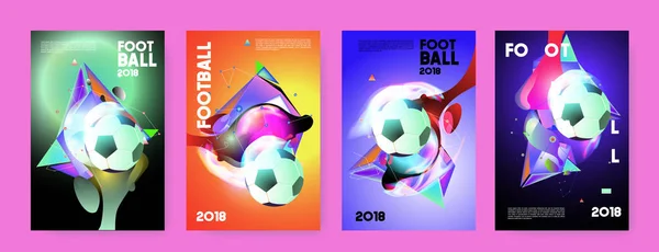 Futebol 2018 Copa Mundo Futebol Fundo Vetor Colorido Brilho Cartaz — Vetor de Stock