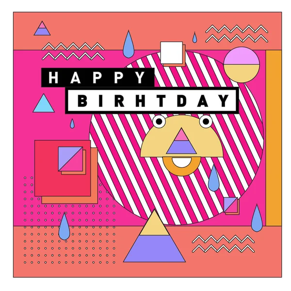 Happy Birthday Memphis Style Vektor Design Für Grußkarten Und Poster — Stockvektor