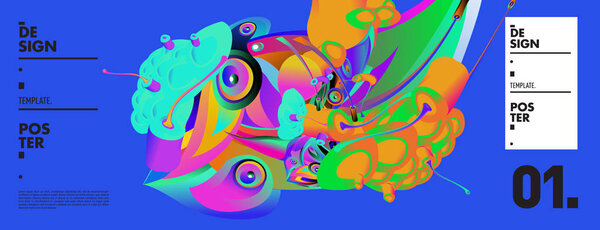 Шаблон баннера с абстрактной изогнутой красочной формой. Векторная красочная иллюстрация для фона
 