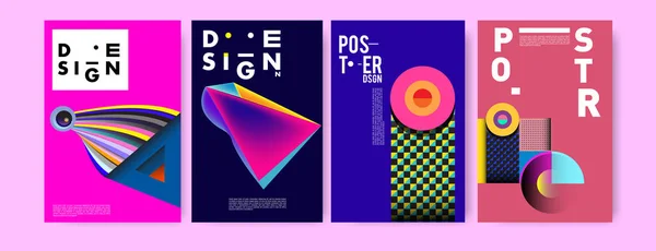 Minimalistische Vektorabdeckungen Designset Kühle Geometrische Verlaufsformen Futuristische Plakatvorlage — Stockvektor