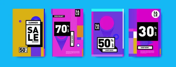 Vente Rabais Ensemble Affiches Fond Coloré Pour Bannière Promotion Publicitaire — Image vectorielle