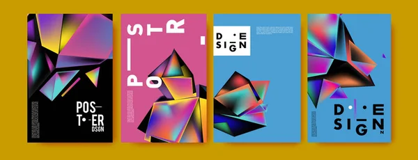 彩色抽象液体和流体海报和封面设计 最小几何图案渐变背景 — 图库矢量图片