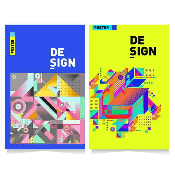 Abstrakta Färgstarka Affisch Designmall Cool Geometriska Omslagsdesign Vector Banner Affisch — Stock vektor