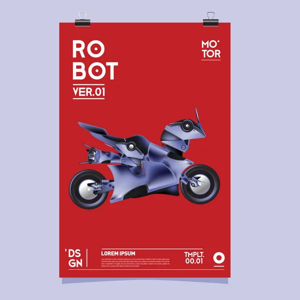 Vector Realistic Robot Illustration Plantilla Póster Del Festival Diseño Robots — Archivo Imágenes Vectoriales