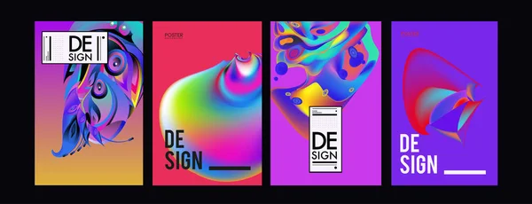 Kleurrijke Abstracte Vloeibare Vloeiende Poster Cover Design Minimale Geometrische Patroon — Stockvector