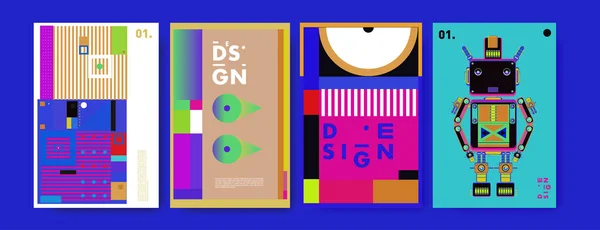 Designemal Abstrakt Fargerik Collage Kaldt Geometrisk Design Væskeoverbygning Mal Vektorbannerplakater – stockvektor