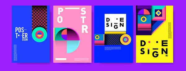 Minimalistische Vektorabdeckungen Designset Kühle Geometrische Verlaufsformen Futuristische Plakatvorlage — Stockvektor