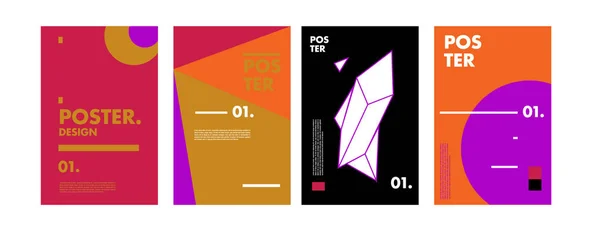 Šablona Návrhu Plakátu Abstraktní Barevné Koláže Cool Geometrické Pohyby Obalový — Stockový vektor