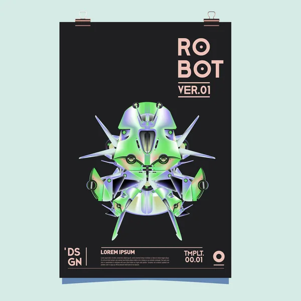 Vector Realistic Robot Illustration Robot Toy Design Festival Poster Template — Stock Vector