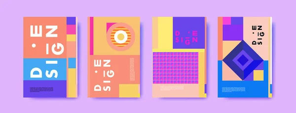 Abstrakte Farbenfrohe Collage Plakatentwurf Vorlage Cooles Geometrisches Cover Design Vektorbanner — Stockvektor