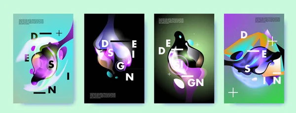 Kleurrijke Abstracte Vloeibare Vloeiende Poster Cover Design Minimale Geometrische Patroon — Stockvector