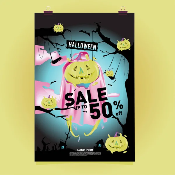 Плакат Хэллоуин Распродажа Вечеринка Событие Векторный Шаблон Сезона Осень Весна — стоковый вектор
