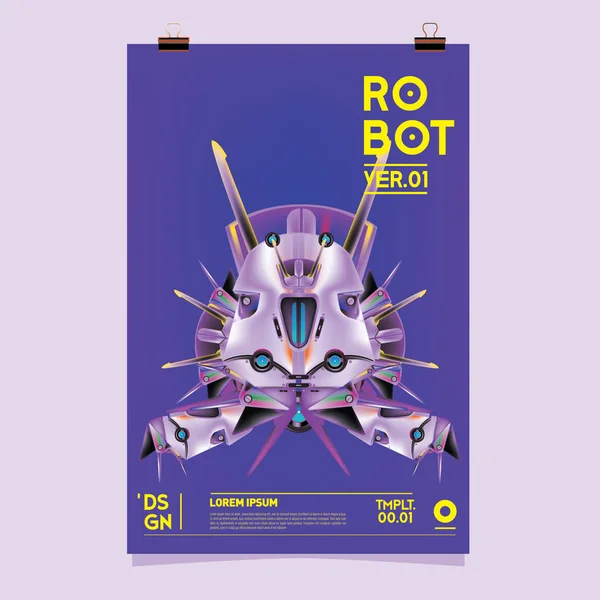 Ilustração Robô Realista Vetorial Modelo Cartaz Festival Design Robô Brinquedo — Vetor de Stock