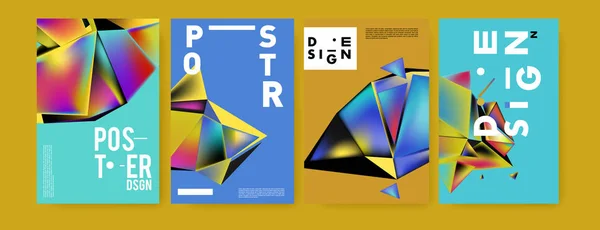 彩色抽象液体和流体海报和封面设计 最小几何图案渐变背景 — 图库矢量图片