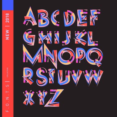 Vektör soyut renkli yazı tipi ve alfabe