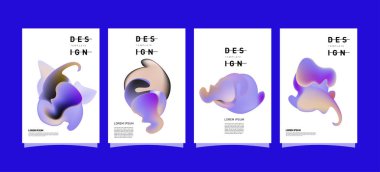 Renkli soyut sıvı ve sıvı poster ve kapak tasarımı. En az geometrik desen degradeler arka planlar