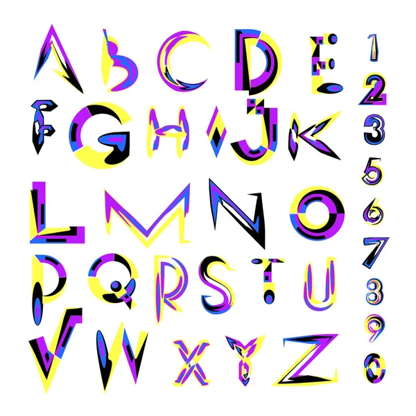 Vecteur Police Abstraite Colorée Alphabet — Image vectorielle