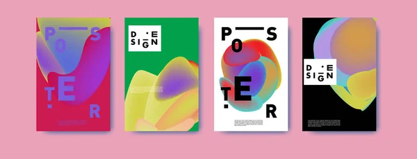 ポスター デザインのカラフルな液体と曲線の色背景を抽象化します ベクター バナー ポスター テンプレート — ストックベクタ