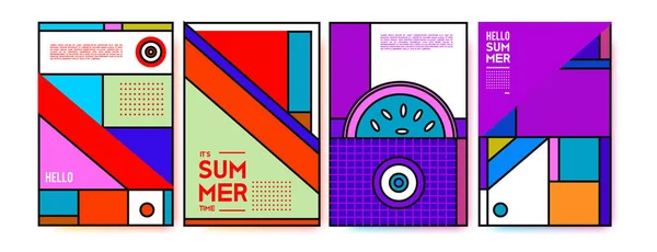 Šablona Návrhu Barevné Plakát Letní Sada Letní Prodej Pozadí Obrázek — Stockový vektor