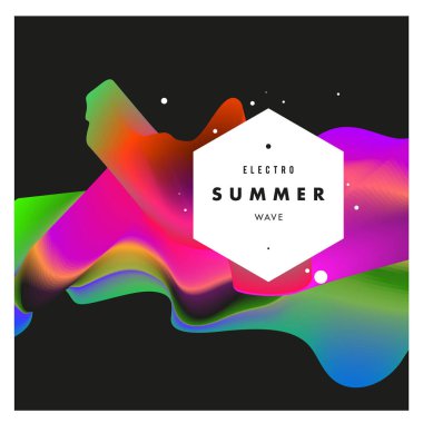 Elektronik Müzik Festivali ve electro yaz dalga poster. Club şahıs Poster tasarımı ve olay. Soyut degradeler etkisi ve dalgalar müzik arka plan akı.