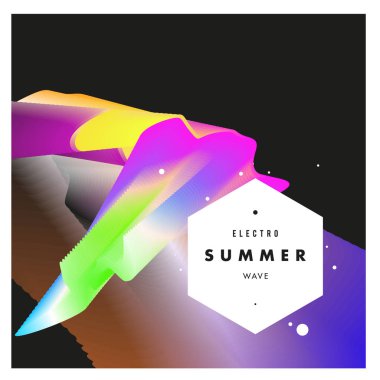 Elektronik Müzik Festivali ve electro yaz dalga poster. Club şahıs Poster tasarımı ve olay. Soyut degradeler etkisi ve dalgalar müzik arka plan akı.
