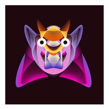 Renkli ve çeşitli hayvan yüz illüstrasyon simge duvar kağıdı arka plan için. Dinamik akı etkisi tasarım. Soyut vektör karikatür canavar karakter simgesi kafa tasarlayın. Modern ve Techno tarzı desen.