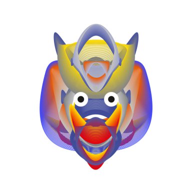 Renkli ve çeşitli hayvan yüz illüstrasyon simge duvar kağıdı arka plan için. Dinamik akı etkisi tasarım. Soyut vektör karikatür canavar karakter simgesi kafa tasarlayın. Modern ve Techno tarzı desen.