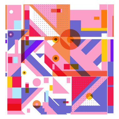 Trendy geometrik vektör çizim öğeleri ve soyut renkli dokular ile. Yaz tatil için poster, kart, broşür ve tanıtım şablon tasarlayın. Moda sanat baskı ve arka plan.